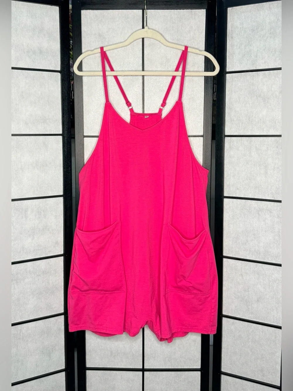 Unbranded Hot Pink Casual Pocket Romper Jumpsuit - Women's Large
